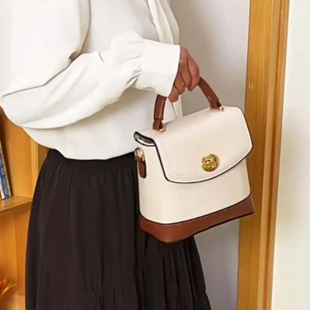 

Elegant Superior PU Handbag Anti-splash Water Portable Texture Square Bag Macaroon Color Large Capacity Lady Shoulder Bag Daily