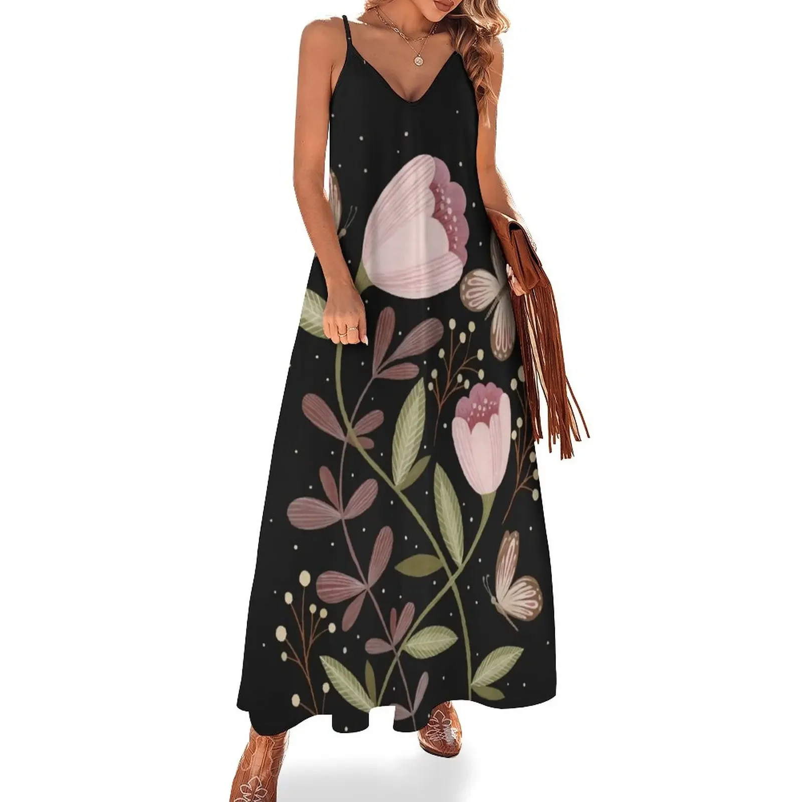 

Flowers and butterflies Sleeveless Dress dress women elegant luxury women's evening dresses 2024