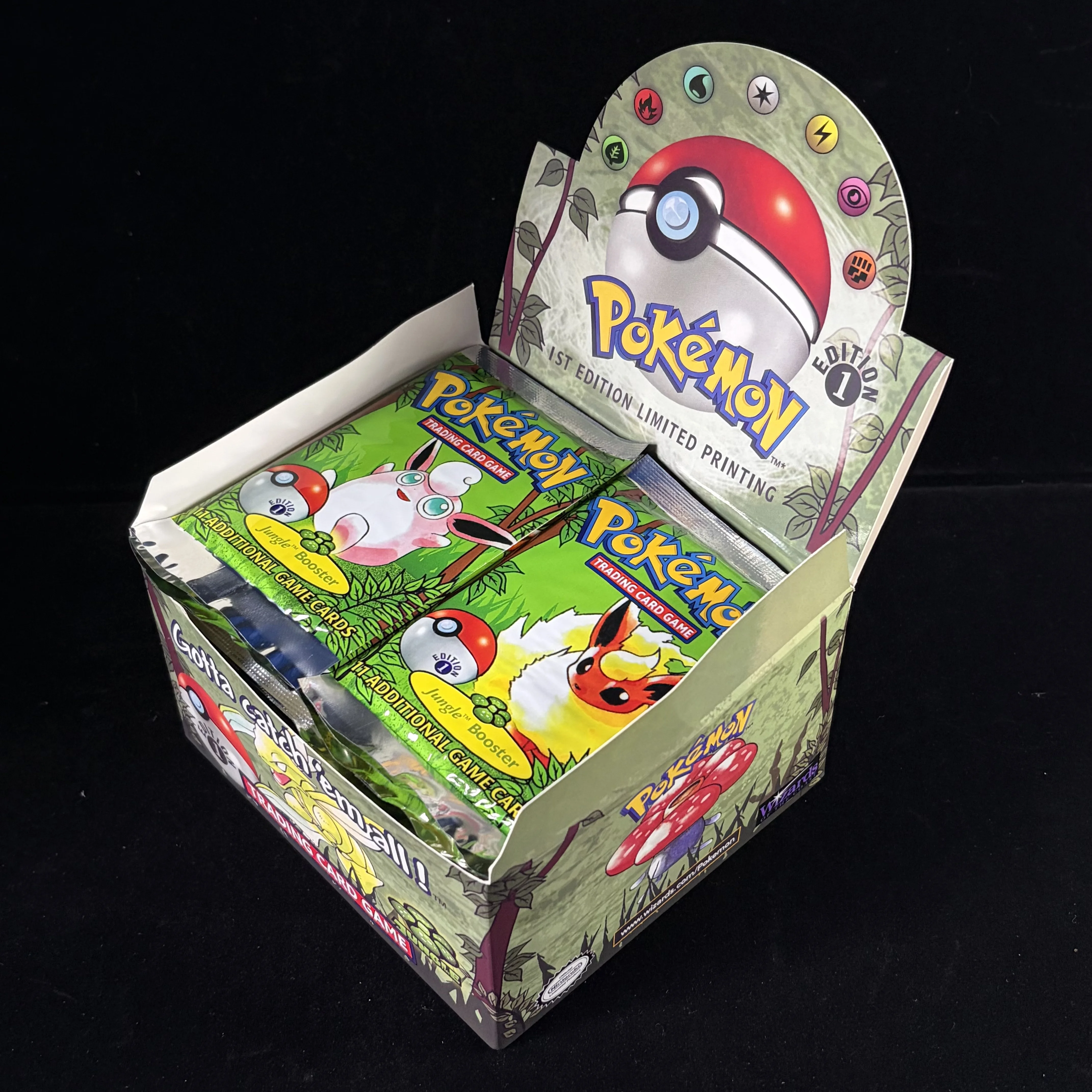 6 Styles Optional Anime WOTC PTCG Booster Box Full Classic Series Base Jungle Fossil Team Rocket Destiny PKM Trading PROXY Card