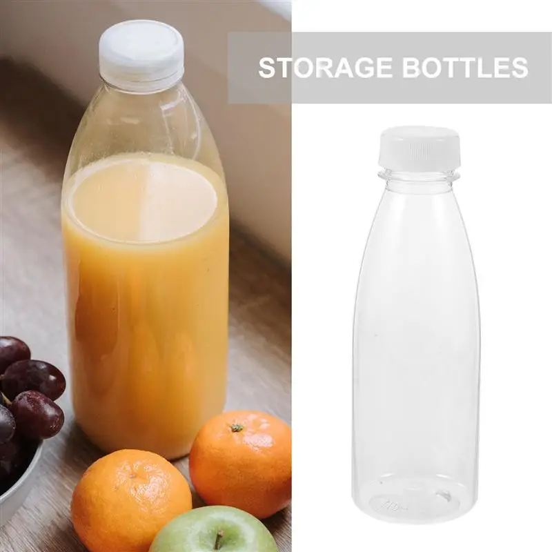 6PCS 500ml Empty Drink Sports Water Bottles PET With Lids Plastic Tamper Proof Drink Containers Reusable Juice Milk Split