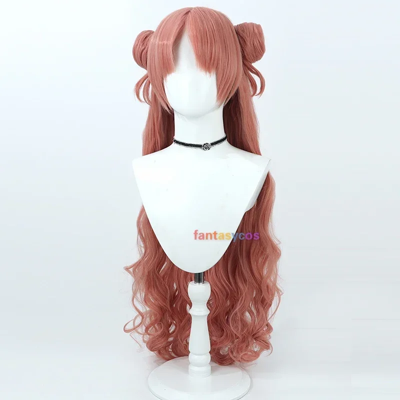 Kirara Cosplay Wig Blue Archive Coral Buns 90cm Curly Heat Resistant Synthetic Hair Halloween Party Role Play Party Wig Cap