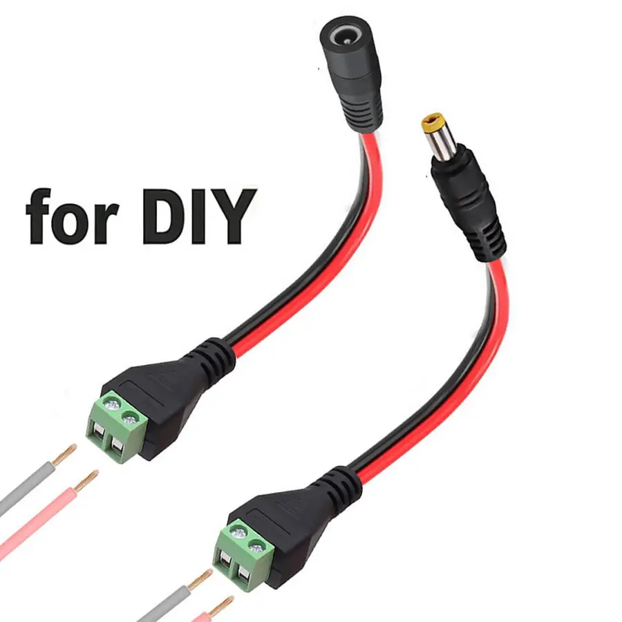 Image of DC 5,5mmx2,1mm Schraubklemmenadapter Stromverlängerungskabel DC auf 2-Pin Lötfreier Steckverbinder Ersatz-Reparaturkabel