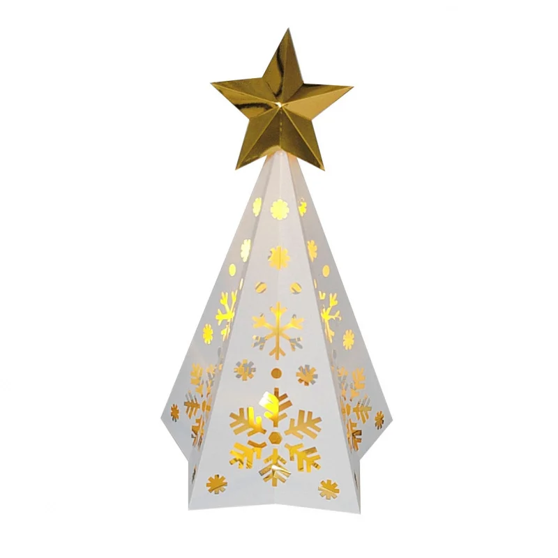 

Christmas Theme PartyDIYPaper Lamp Carved Hollow out Dining-Table Decoration Paper Lamp Shade Snowflake Five-Pointed Star Atmosp