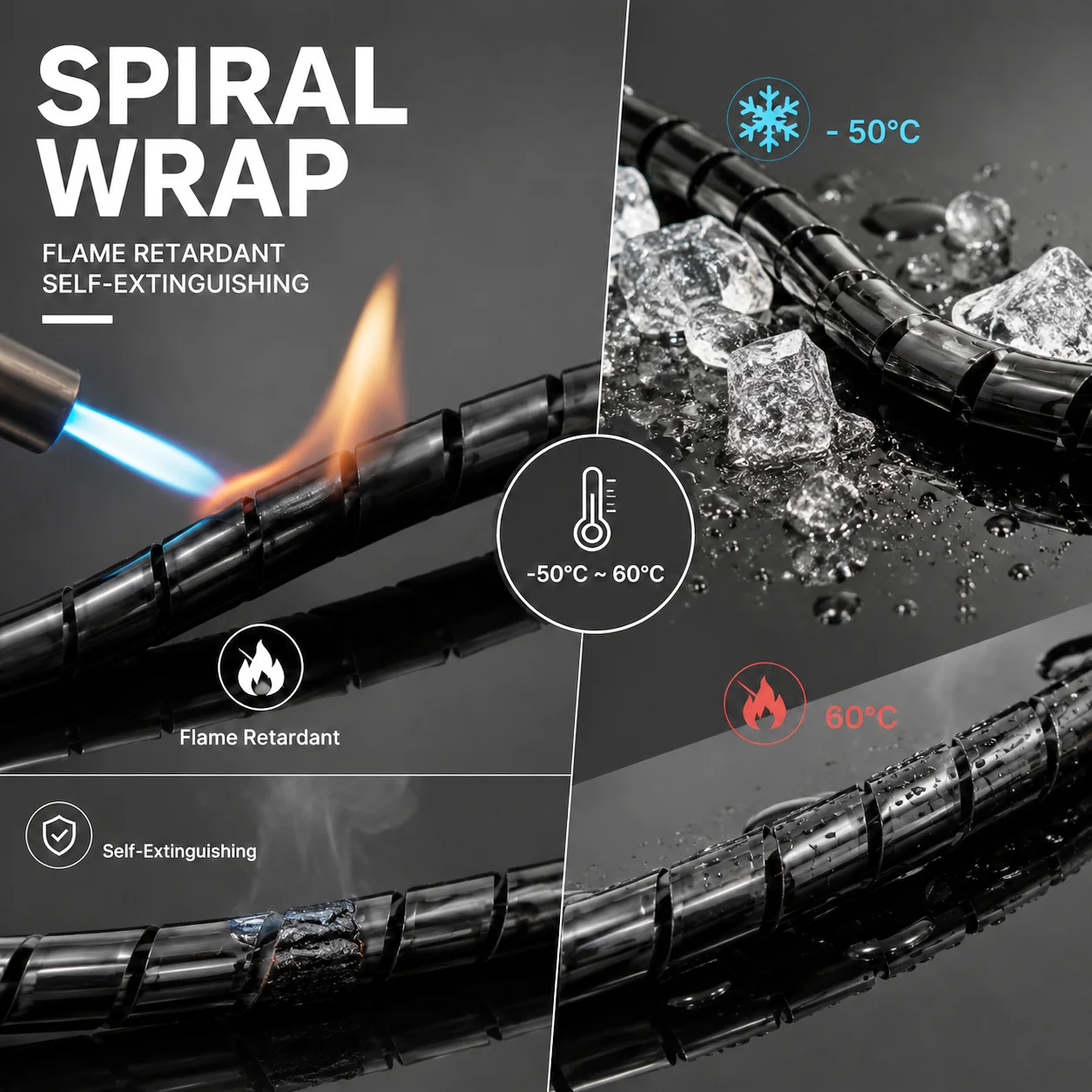 black/white PE spiral cable conduit ID 4~30mm Corrosion resistant/insulated/mechanical cable outer protective sleeve