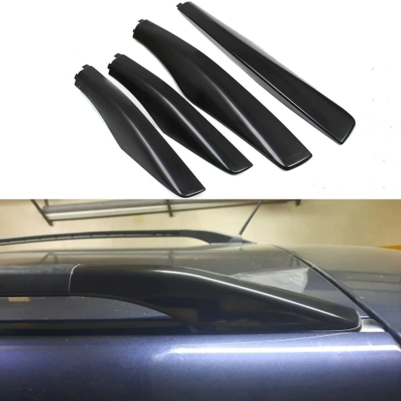 4 PCS Exterior Roof Rack Rail End Cover Shell Cap Fit for Lexus RX350 RX400h RX330 2003-2009 Black Decorative Cover