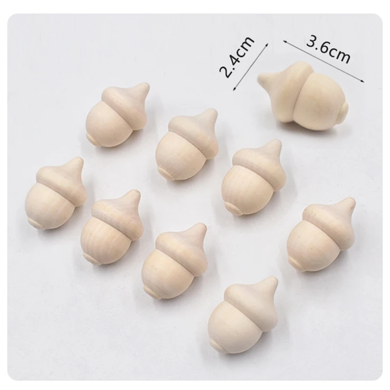 10pcs/bag Wooden Acorns Natural Unfinished Wood Doll For DIY Kids Handmade Painting Toys Craft Accessories Home Decor Xmas Gifts