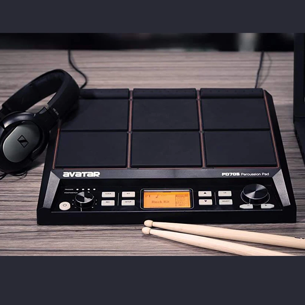 2026 HXW PD705 Percussion Pad 9-Sample Pad All-in-one Multipad Tabletop Electric Drum Set