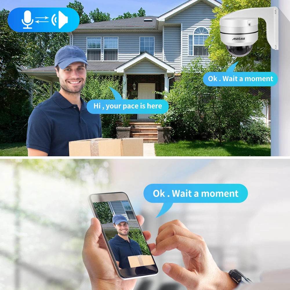 Imagem -02 - Câmera ip Ptz de 8mp 4k Compatível com Hikvision Dome Externa Onvif Poe Zoom Óptico de 5x Câmera de Segurança Rastreamento Automático de Áudio