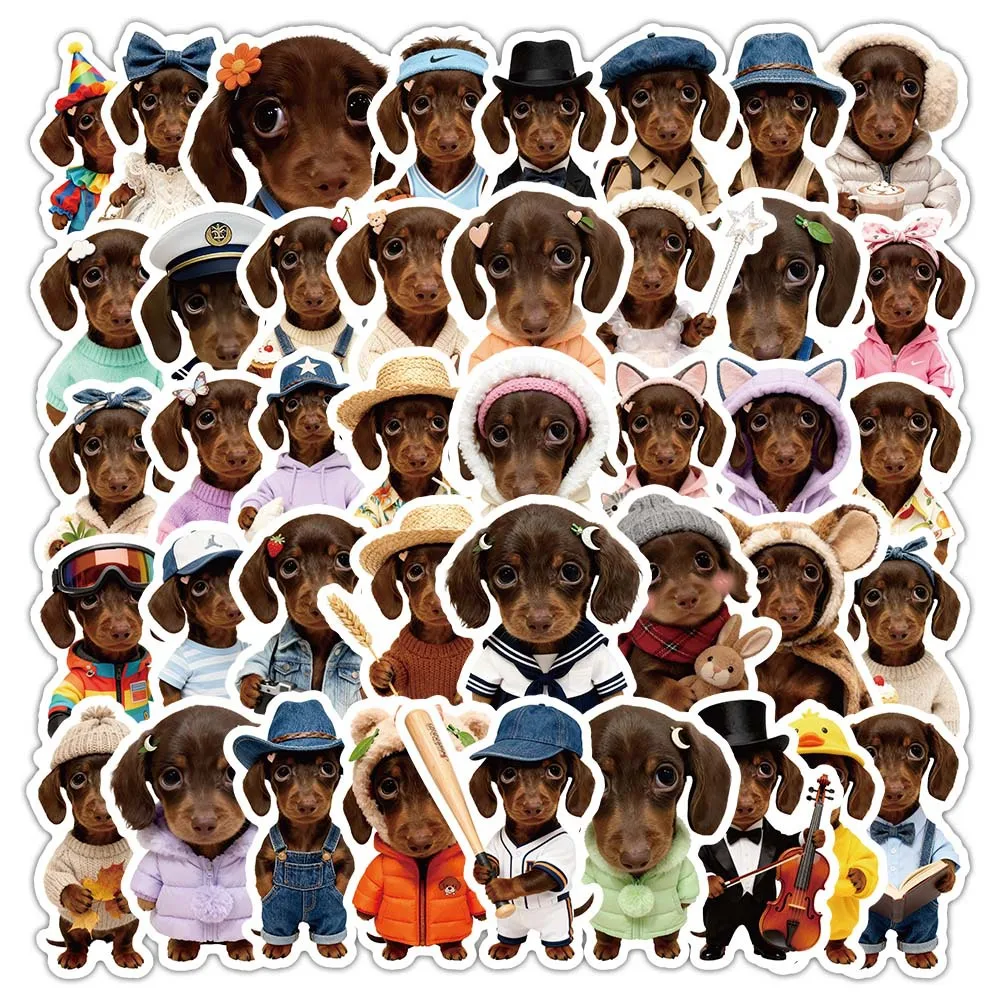 

50PCS Cartoon Dachshund Sticker DIY Cute Dog Costume Show Decoration Luggage Mobile Phone Shell Skateboard Kids Toy Gift Sticker
