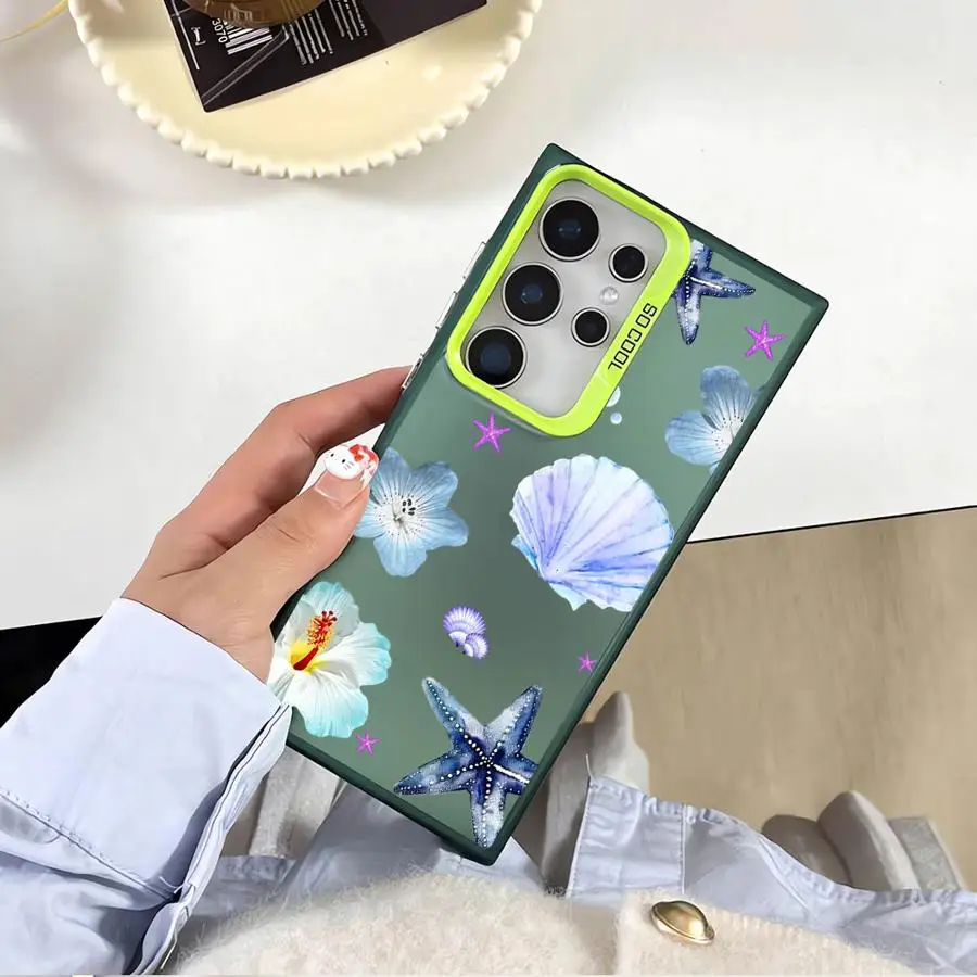 Phone Cover Case for Samsung Galaxy S26 Note 20 Ultra S24 FE S25Edge S23 S20 FE S21 S22 Ultra S25 Blue Pink Ocean Shell Flowers
