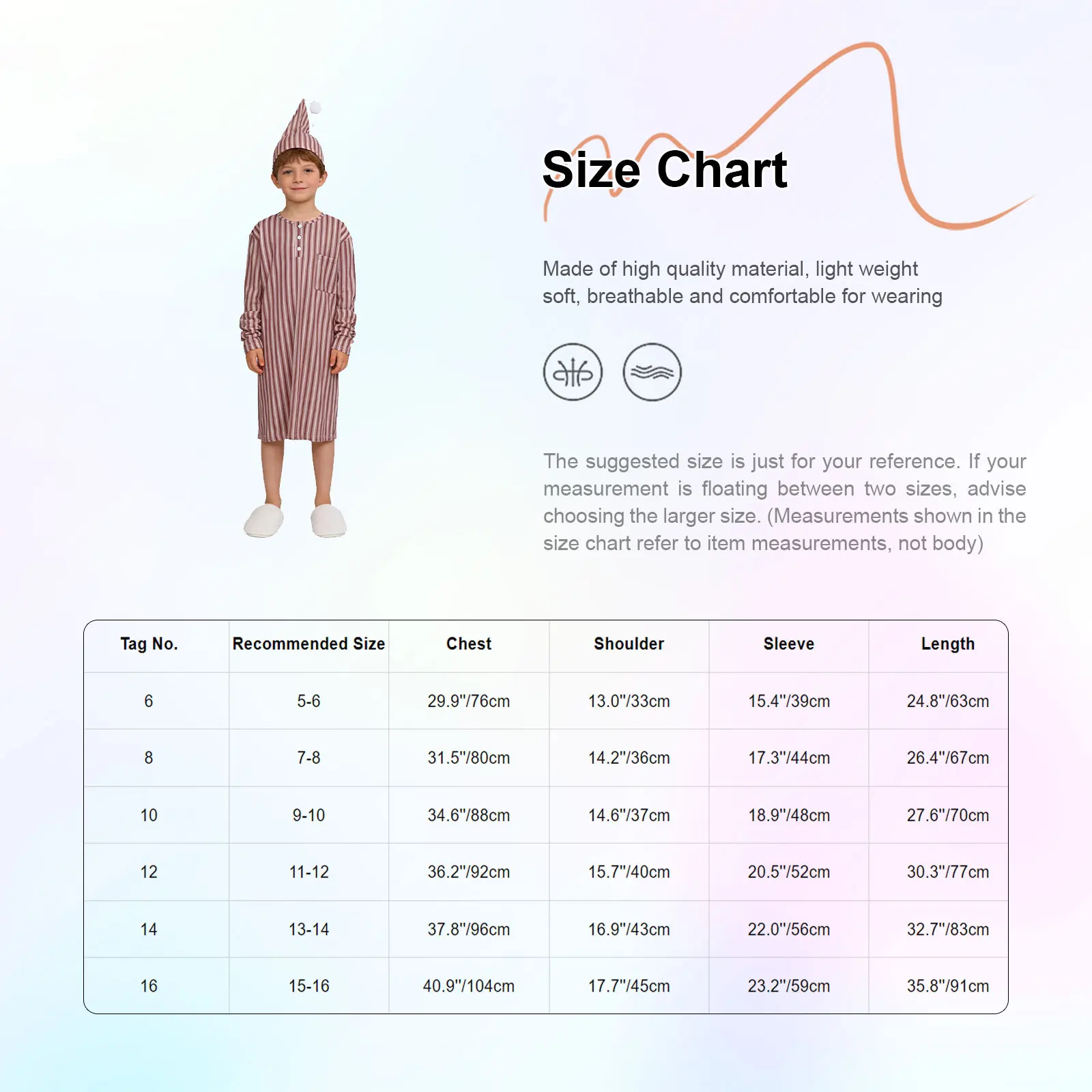 Boy Soft Homewear Loose Sleepwear Robe Nightshirt Christmas Striped Long Sleeve Nightgown with Sleep Pompom Cap Pajama Party Set