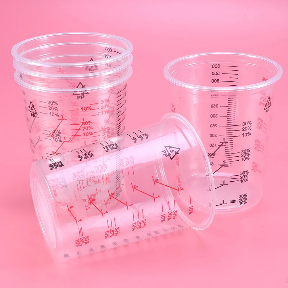 

4Pcs 100Ml Transparent Scale Cups Plastic Measuring Beakers for Oil Paint Water Solution Fine Graduated Markings Heat Acid