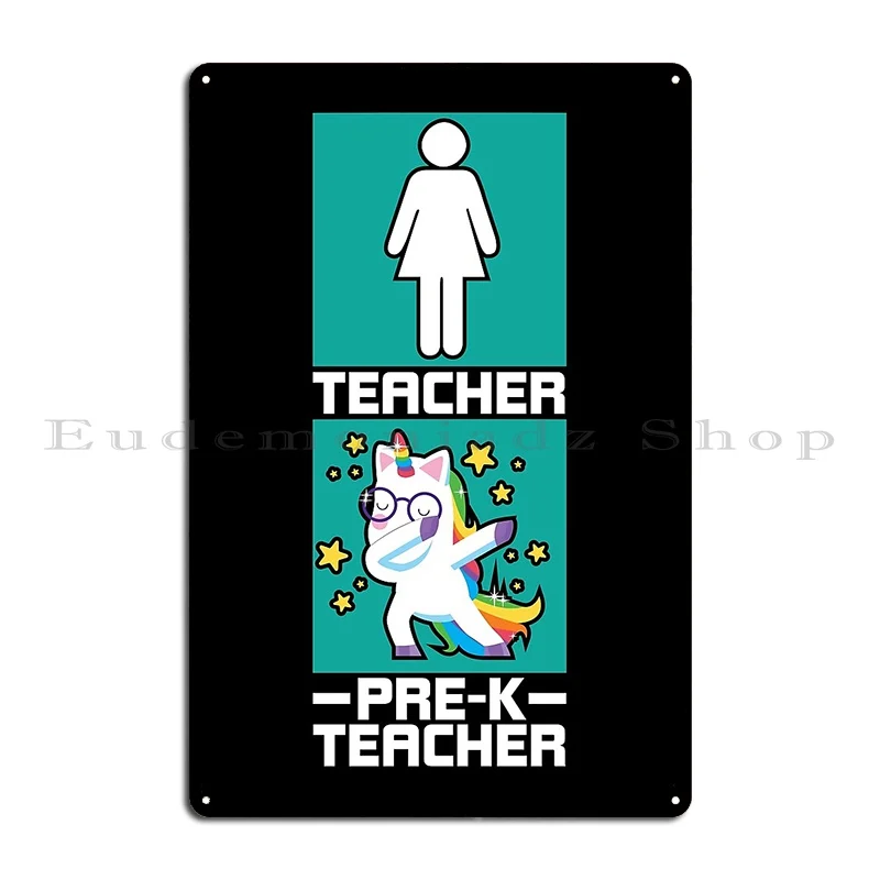 Pre K Teacher Dabbing Magical Unicorn Preschool Teacher Gift Design Metal Signs Garage Garage Designing Kitchen Tin Sign Poster