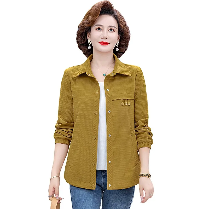 Fashion Spring Autumn Casual Coats Female Long Sleeve All-match shirt collar Single-breasted Jackets Women's Clothing