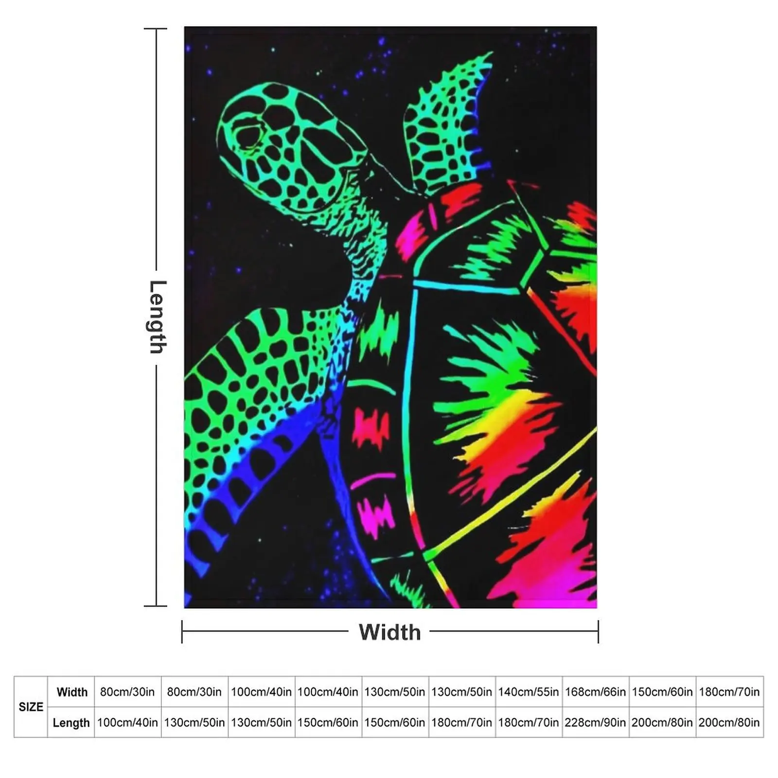 Glowing Rainbow Sea Turtle Throw Blanket Quilt Flannel Fabric Thins manga Single Travel Blankets