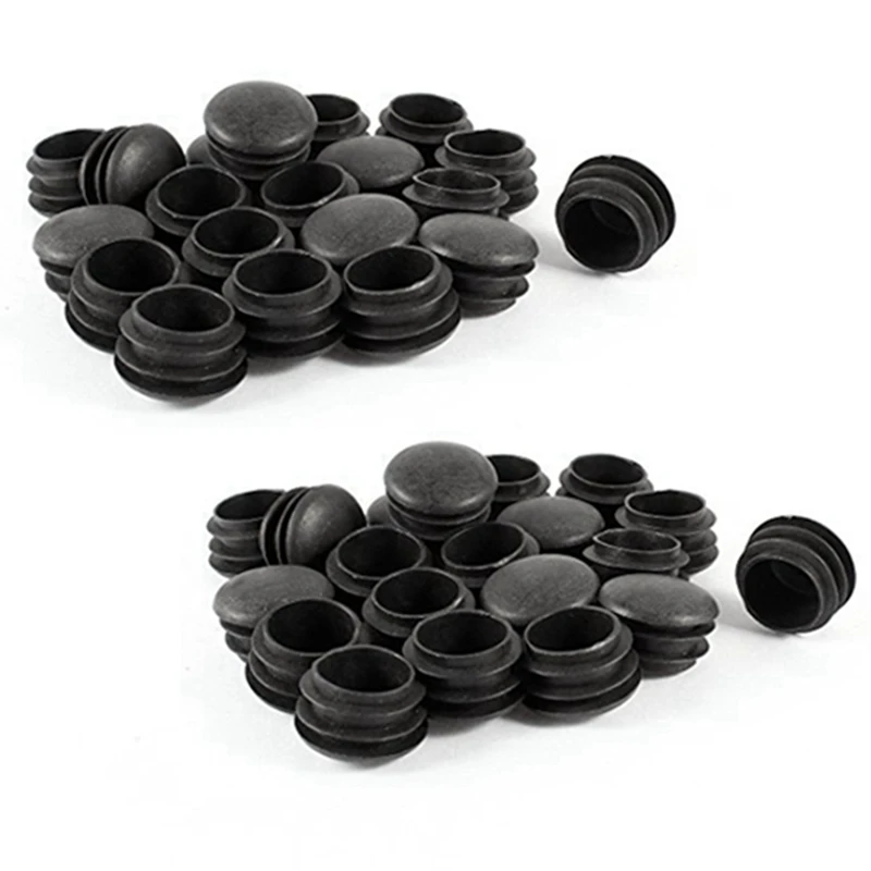 

80 Pcs Black Plastic 25Mm Dia Blanking End Caps Round Tube Insert