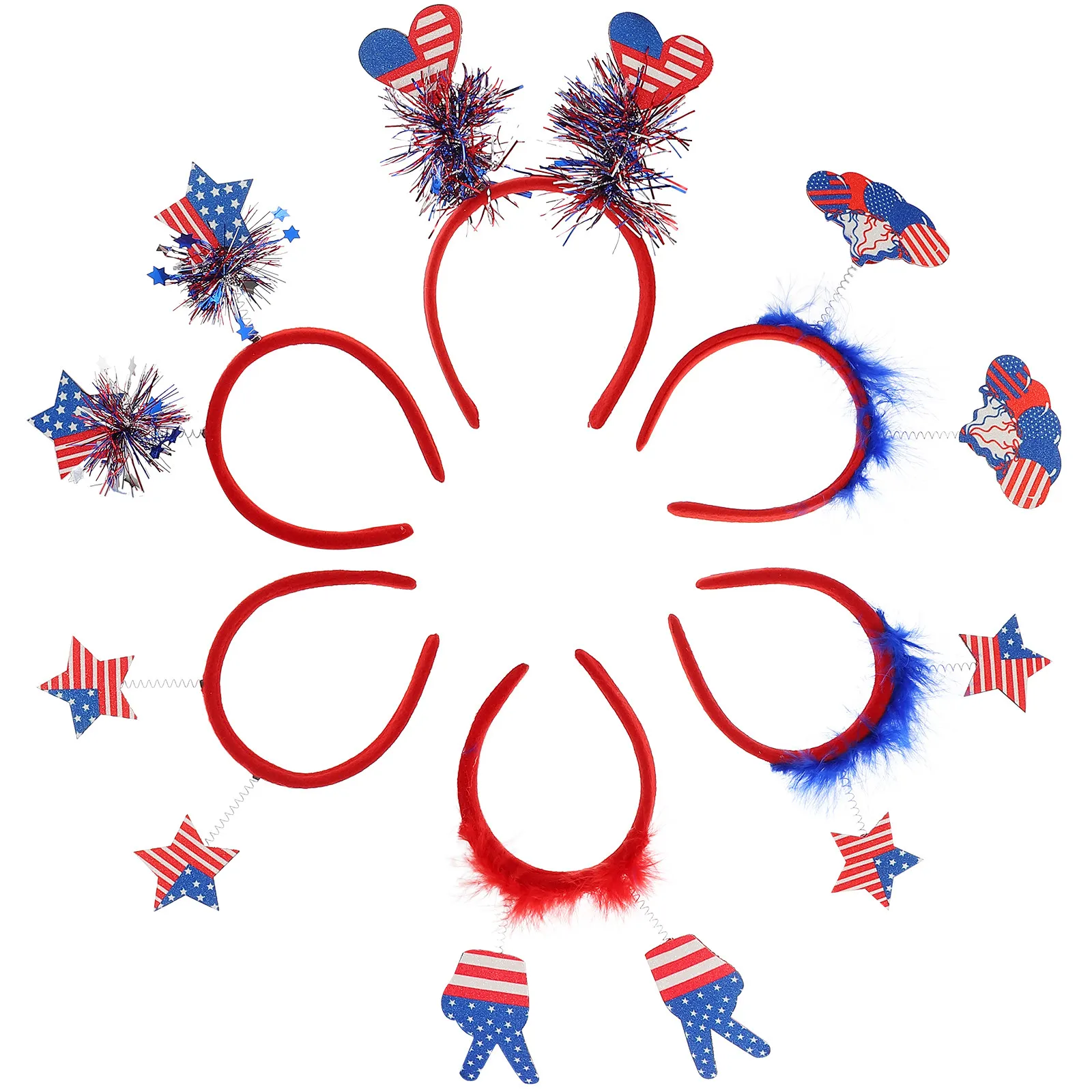 

6Pcs Independence Day National Flag Hairbands Star Shape Delicate Headwear Party Accessories Female Masquerade Decoration