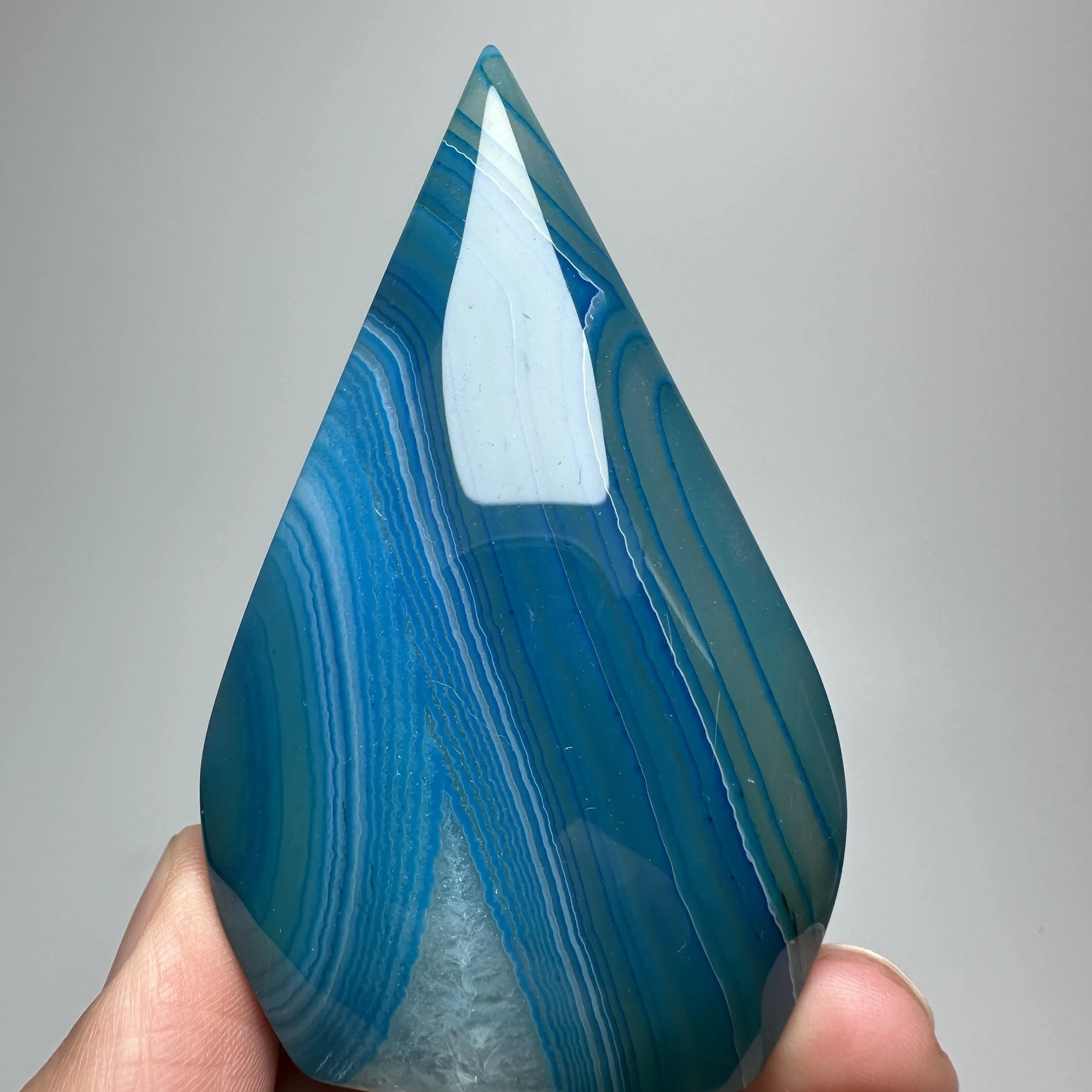 Natural Rare Blue Striped Lace Agate Free Form Torch Ornament Healing Crystal Tower Feng Shui Home Decor