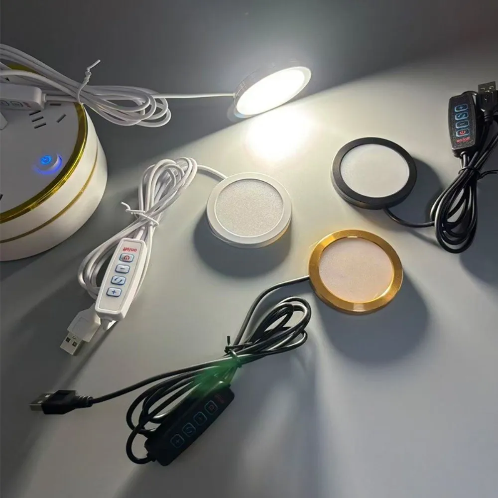 Universal PVC USB Lamp Power Cord USB 5V USB Puck Light 3 Color Temperatures 3W Under Cabinet Light Wide Applications