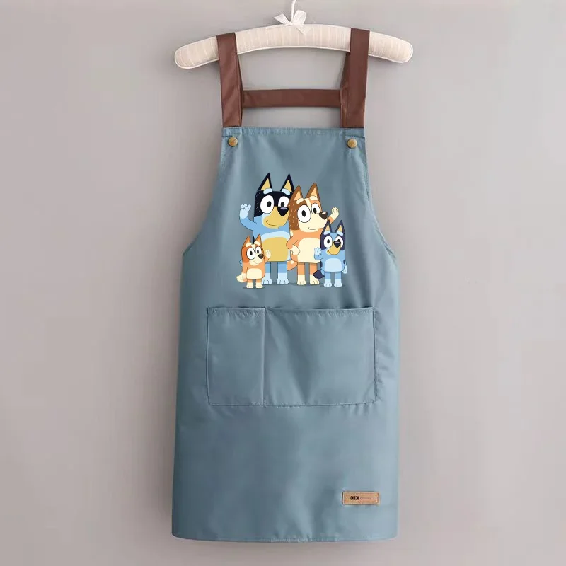 Bluey Apron Adult Home Cook Pinafore Women Cartoon Baking Restaurant Waterproof Oil Resistant Aprons Sleeveless Birthday Gift