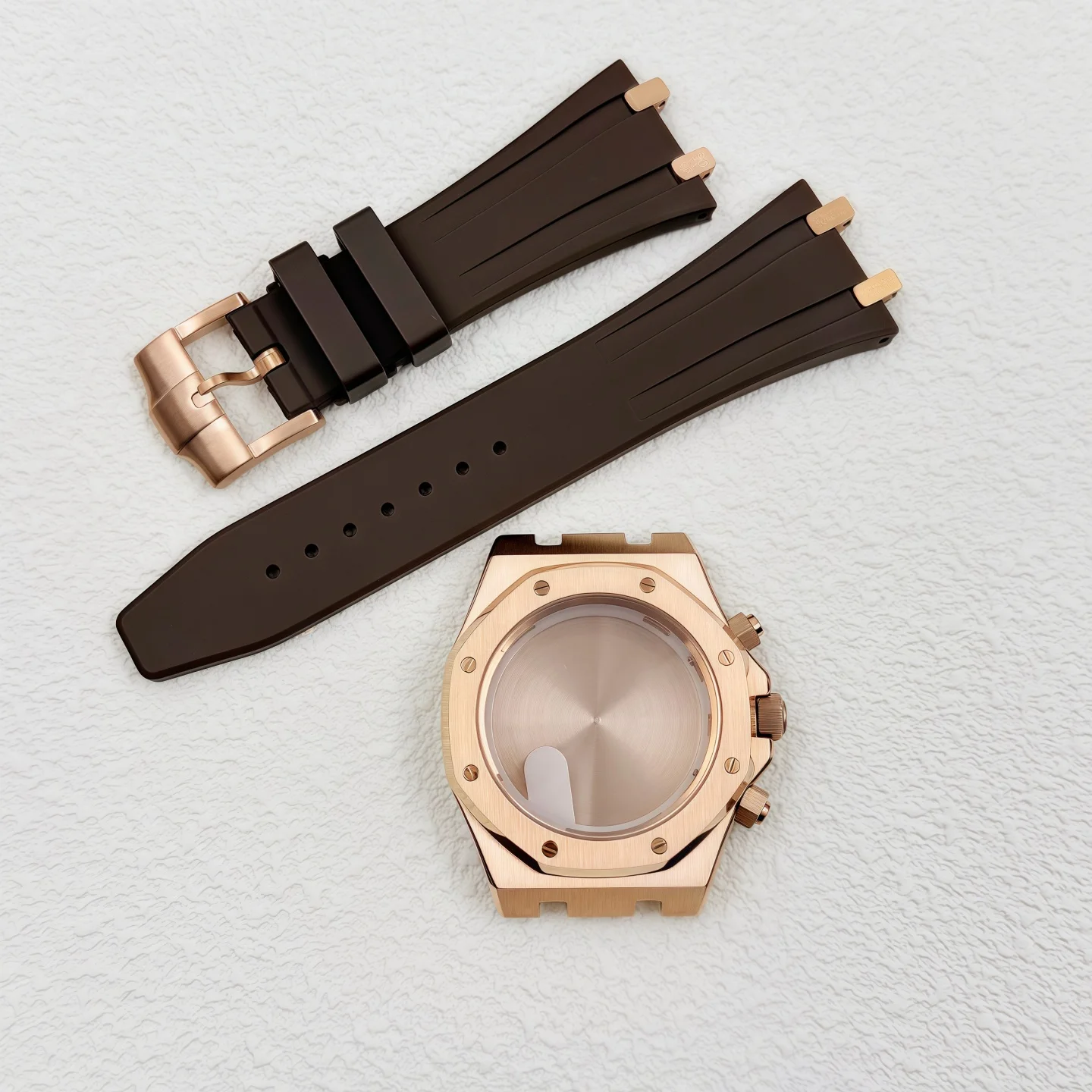 VK63 case size 42MM oak six-finger case with rubber strap set, sapphire glass, suitable for 31.8MM dial and octagonal case