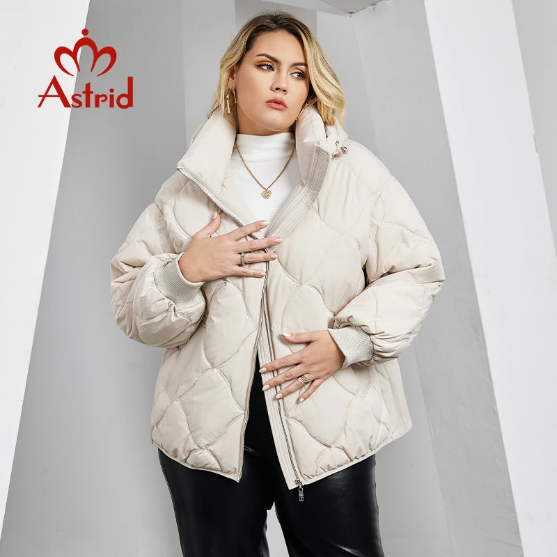 Astrid Women\'s Jacket Winter 2023 Plus Size Bio Down Jackets Hooded Quilted Cotton Coat Women Parka Female Clothing Split Hem