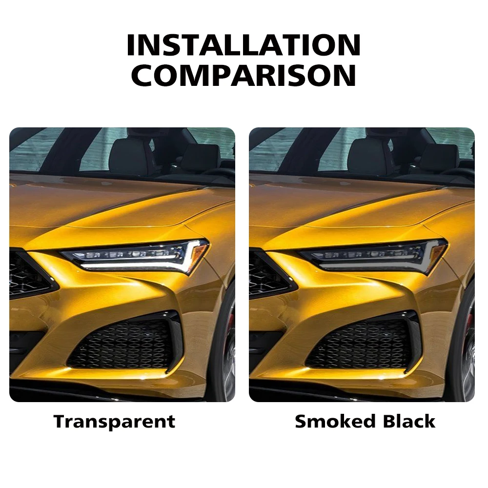 

For Acura TLX UB5 2021-2025 High-Gloss Smoke Black TPU Headlight PPF Film Pre-Cut Anti-Scratch Protective Vinyl Wrapping Kit
