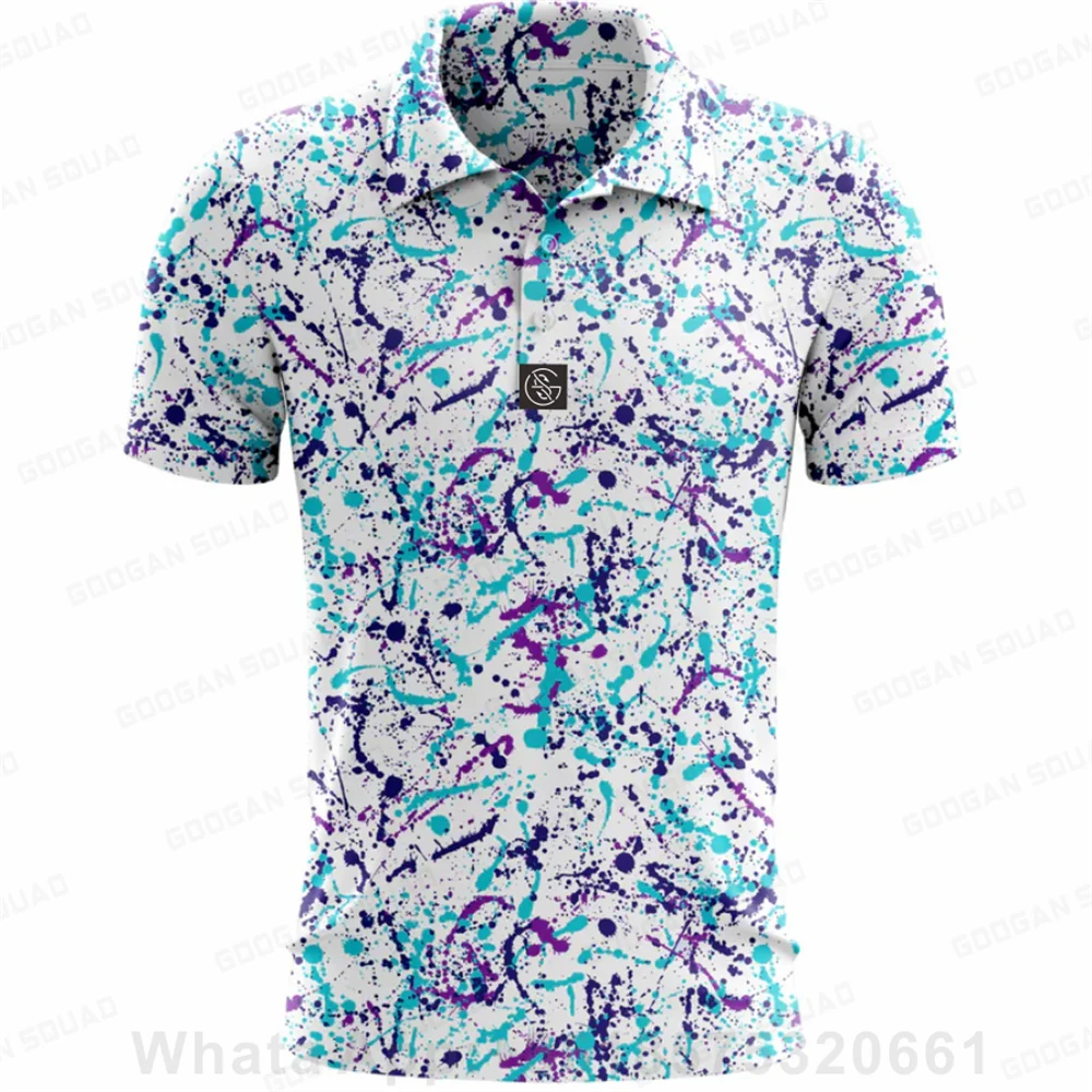 Classic Fashion Print Golf Polo Shirt Short Sleeve T Shirt Men Quick Dry Fishing Clothing Lapel Casual Summer Sports F1 Jersey