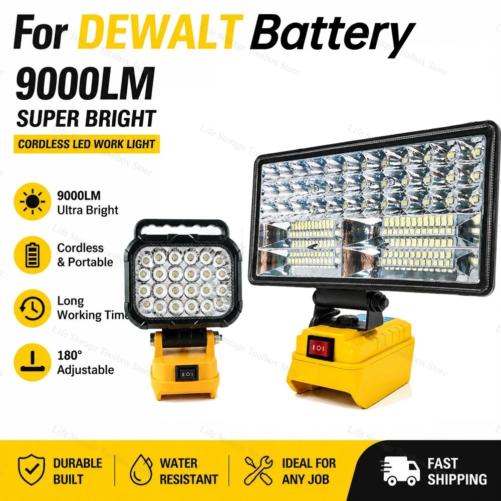 Kabellose LED-Arbeitsleuchte für Dewalt 20V Akku Flutlicht USB-Ladegerät Tragbare Taschenlampe für DCB204 DCB206 Notfall-Lampe 18V