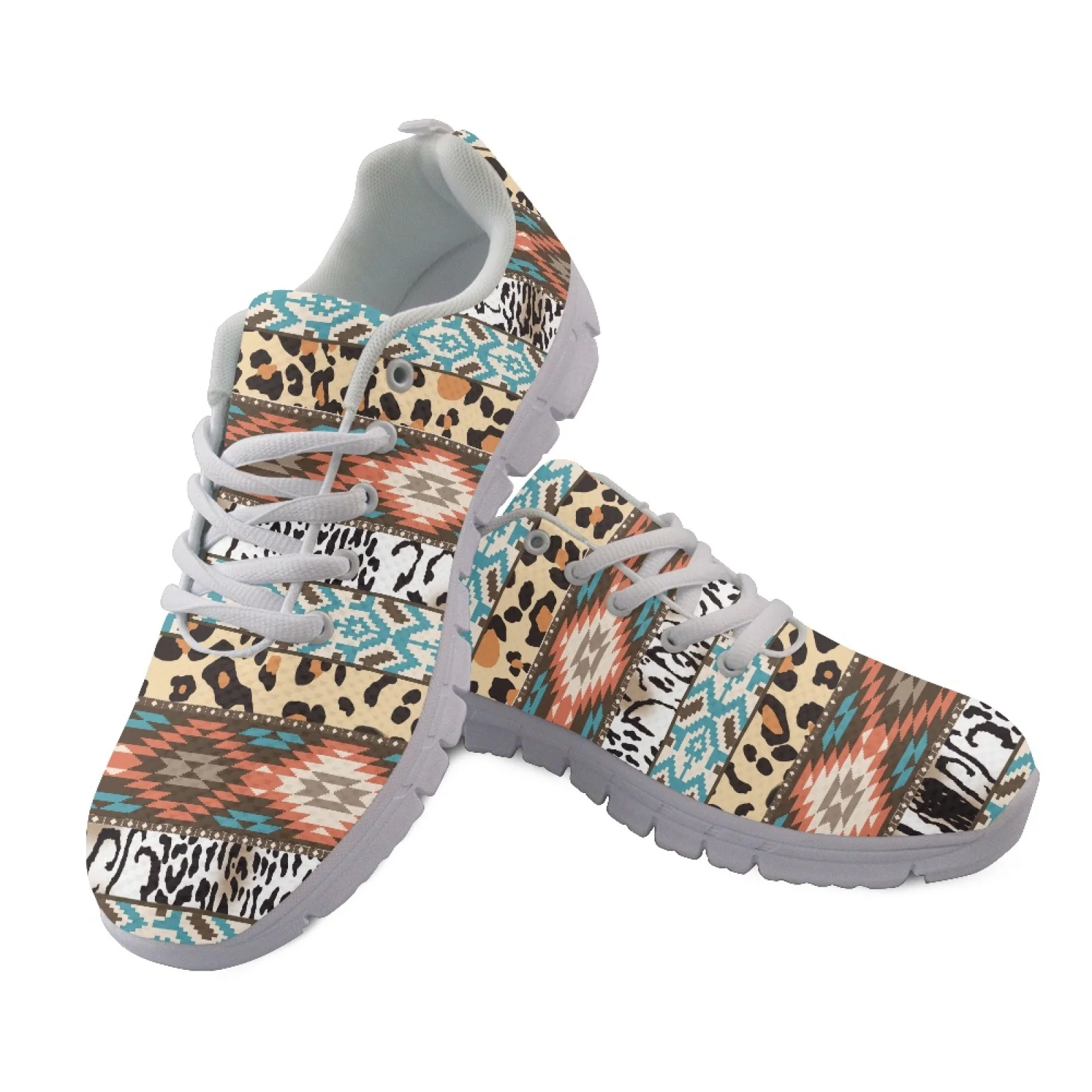 Coloranimal Anti-Slip Breathable Running Sneakers for Women Women's Fashion Sneakers for Recreation Geometric & Leopard