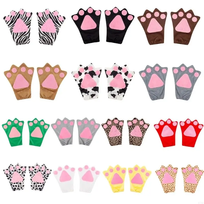 

X7XE Cartoon Kitten Claws Gloves Kitten Gloves Costume Halloween Cosplay Accessory for Kid Adult Halloween Christmas Cosplay