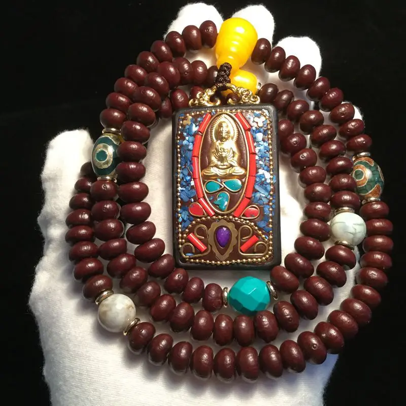 108 Beads Pendant Purple Gold Bodhi Bowl Bracelet
