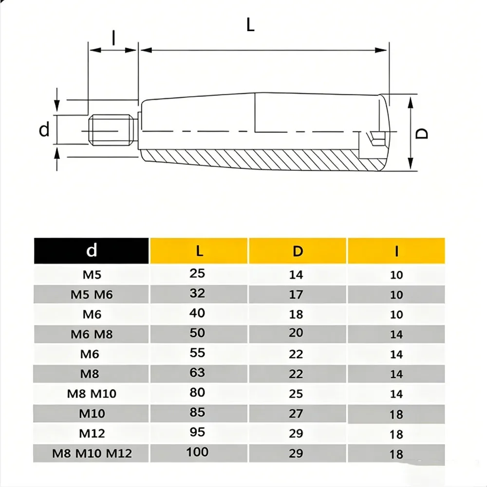 1Pcs Rubberwood Handle Length 25mm-100mm Hexagonal Rotating Mechanical Handle Stainless Steel External Thread Screw M5-M12