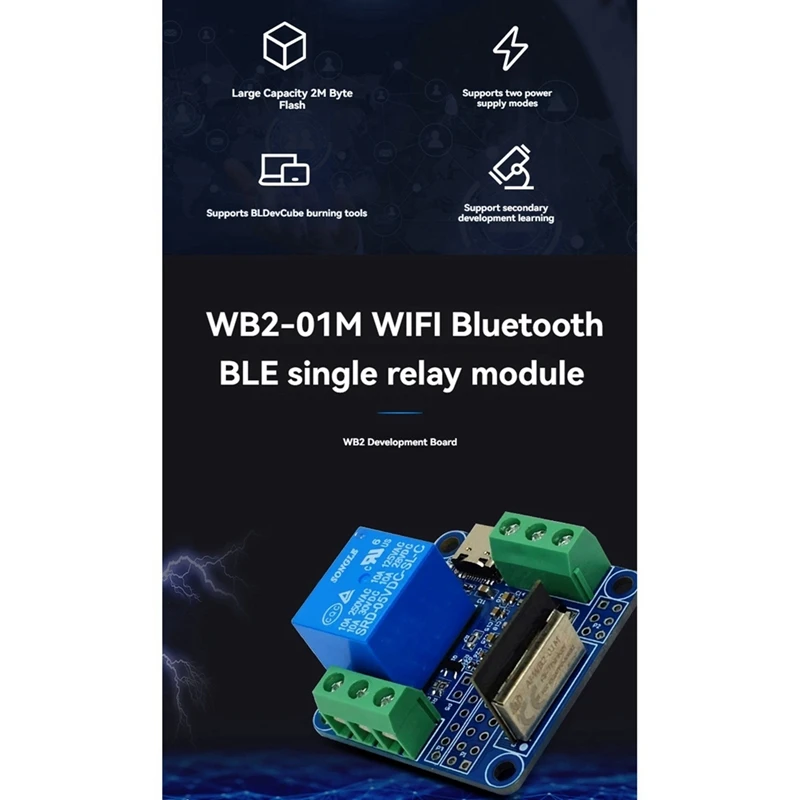 Módulo de relé único WB2-01M WIFI Bluetooth Módulo de placa de desenvolvimento Iot sem fio para aplicações domésticas inteligentes