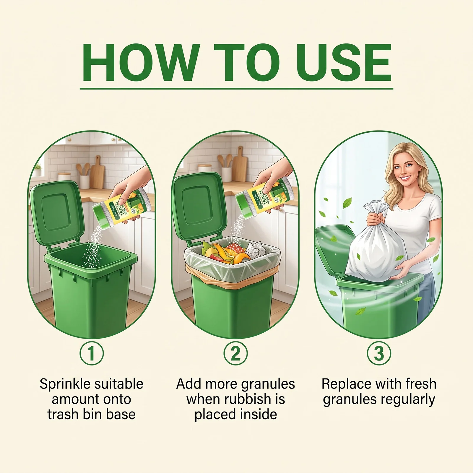 Effective Trash Can Deodorizer Baking Soda Formula for Kitchen Bathroom Office Car Long Lasting Odor Neutralizing Spray 150g