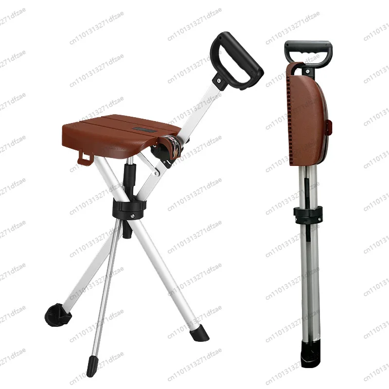 

Multifunctional Cane Stool Folding Cane Chair Elderly Cane Stool Light Non-slip Walking Mountaineering L Folding Disabled