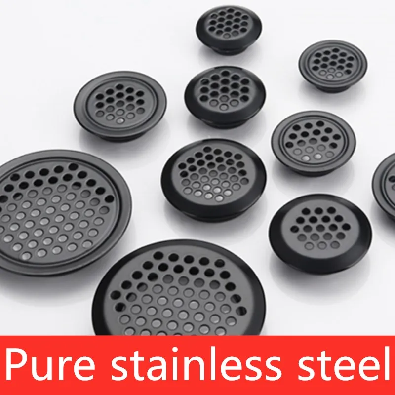 10pcs Wardrobe Cabinet Mesh Hole Black Air Vent Louver Ventilation Cover Stainless Steel Black Cupboard Air Vent Pest Control