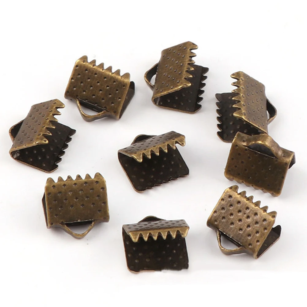 

370 Pcs Lobster Buckle Extension Chain Fastener Clasps Cord Ends Suite Zipper Clips Textured Crimp Clamps Plated Ribbon