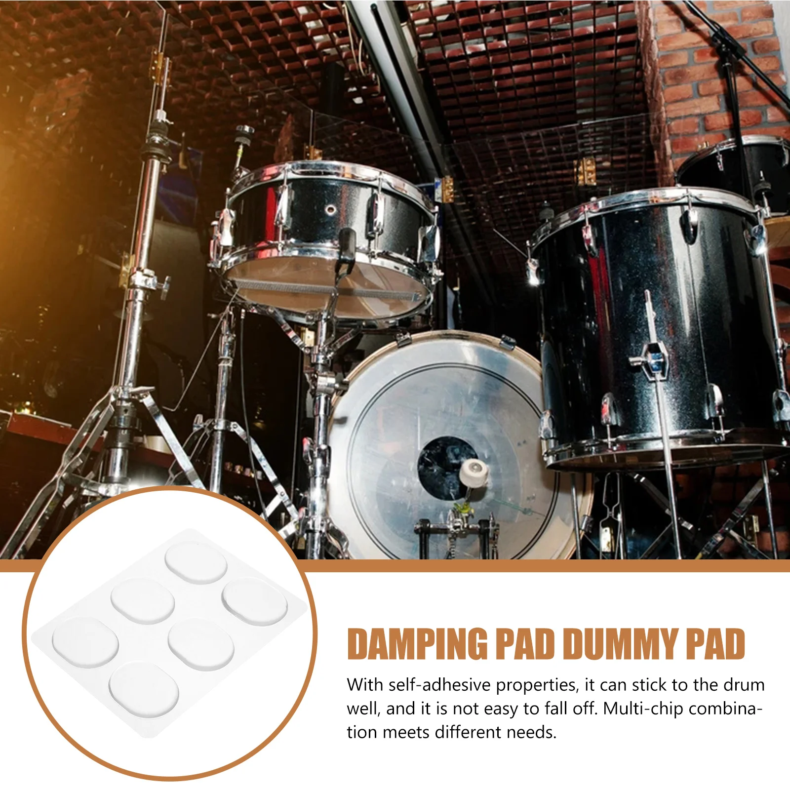 

12Pcs Drum Mute Pads Transparent Self-Adhesive Silicone Silencers Noise Reduction Drum Accessories for Snare Cymbals Cowbells