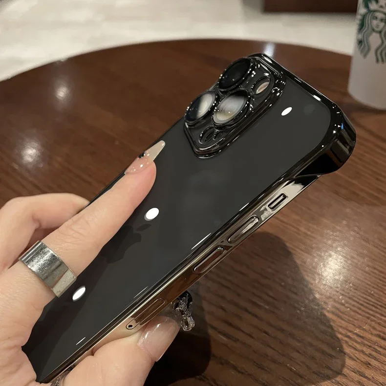 Luxuriöse, rahmenlose, transparente Hülle für iPhone 17, 16, 15, 14, 13, 12 Pro Max Plus, Glas-Kameraschutz, ultradünn, hart, PC – Detail 1