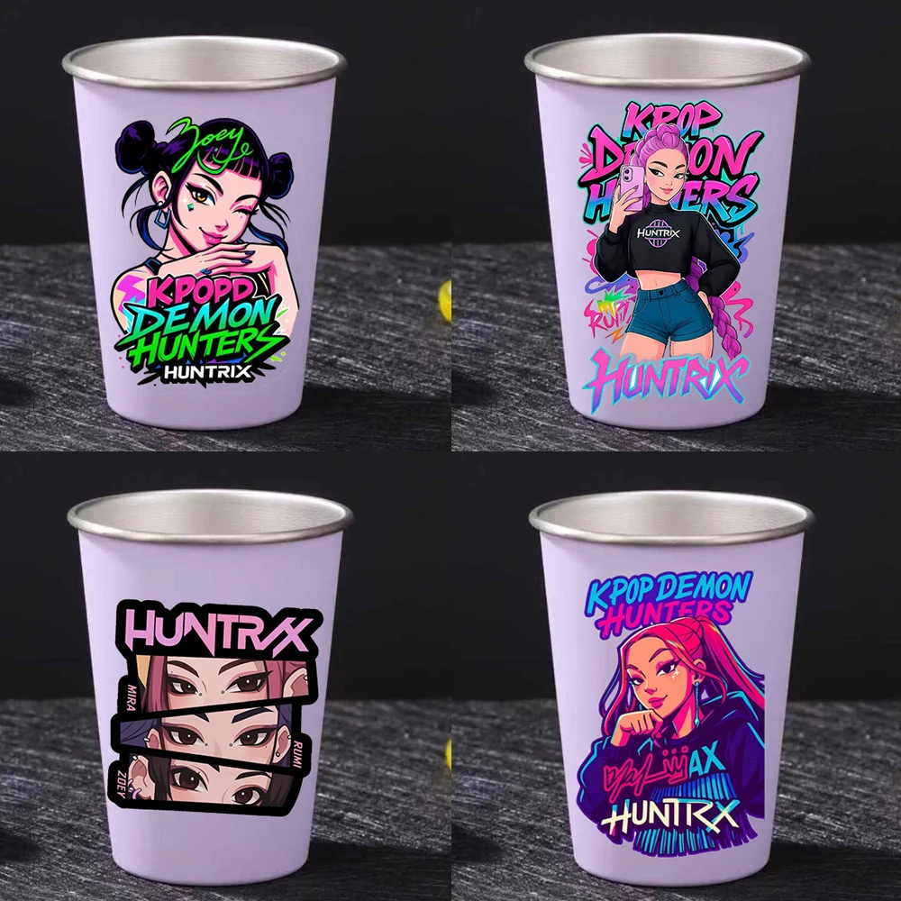 الأرجواني Kpop فيلم شيطان الصيادين الفولاذ المقاوم للصدأ كوب غسول الفم Kawaii ساجا بنين النمر 350 مللي صديق حفلة شرب كوب أفضل هدايا المهرجان #1