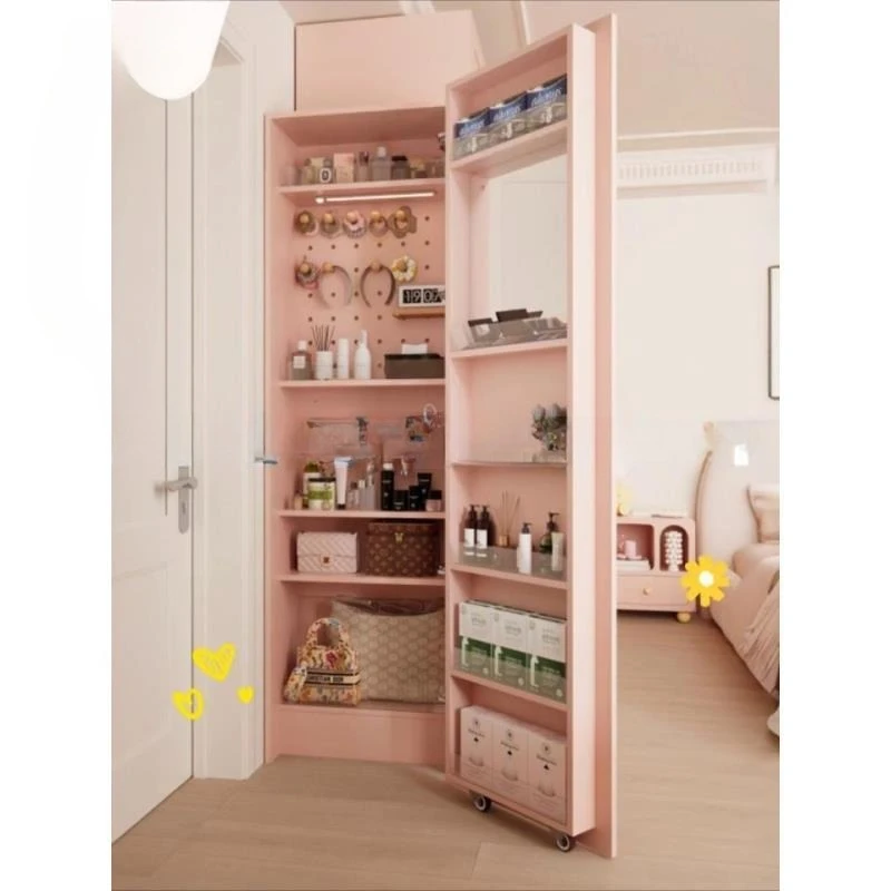 

Dopamine bedside combination wardrobe large capacity bedroom household side storage cabinet with mirror thin cabinet cosmetic