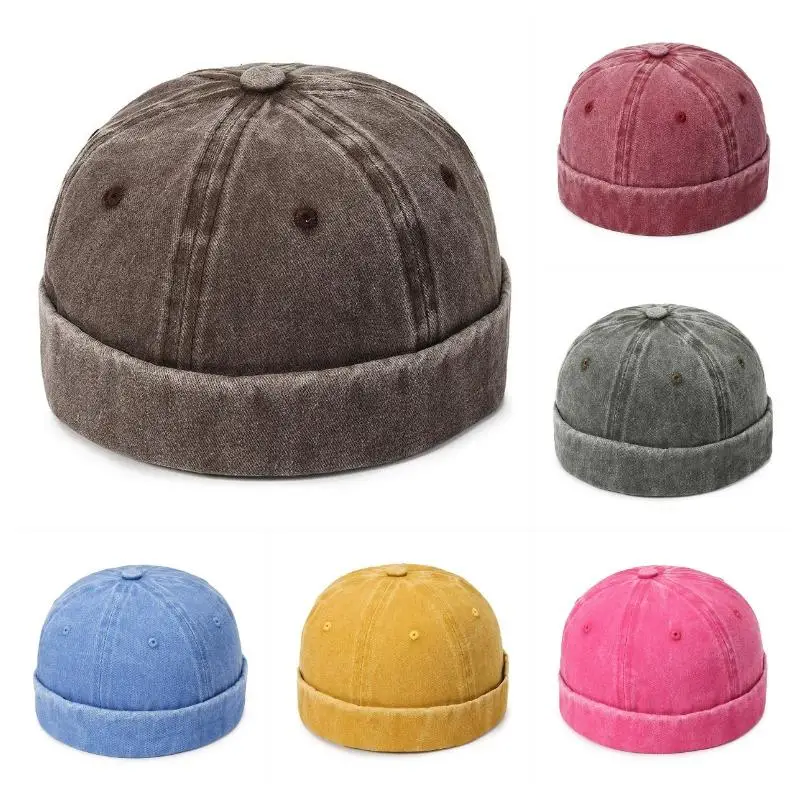 Denim Cap with a Unique Design Suitable for All Seasons Vintage Outdoor Landlord Hat Trendy Street Fashion Washed Style Plain