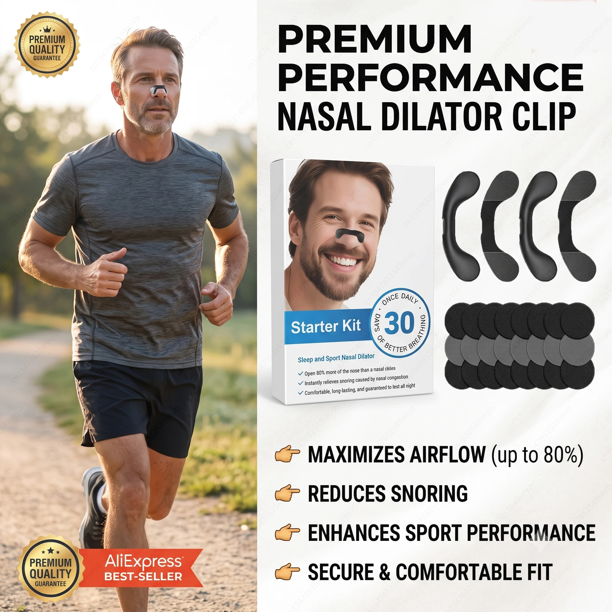 Bandes nasales anti-ronflement sportives, dilatateurs nasaux, ensemble de correction respiratoire, patch nasal pour une expansion physique et une respiration plus facile