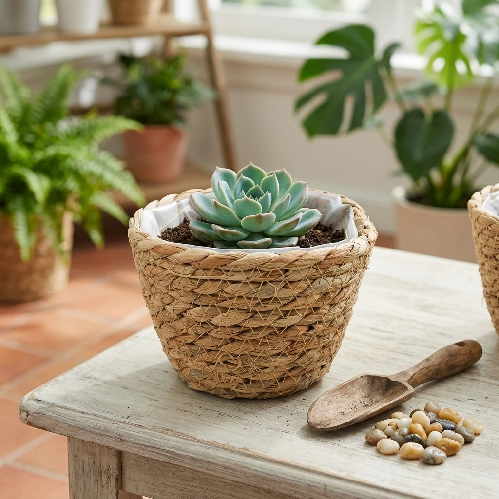 Woven Plant Pot Natural Seagrass Basket for Home Garden Decoration