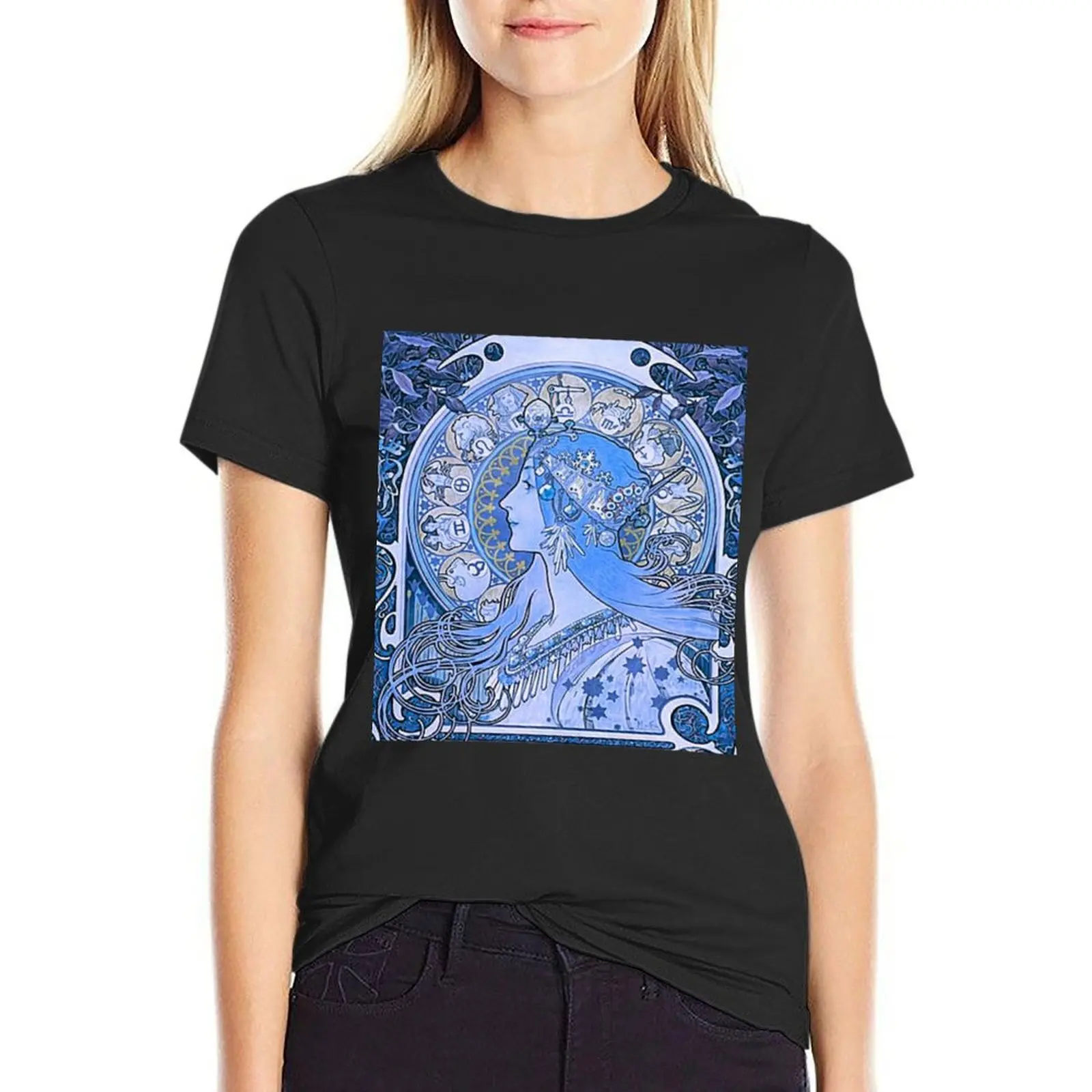 

Zodiac - Alphonse mucha T-Shirt Blouse blacks plain shirts graphic tees T-shirts for Women