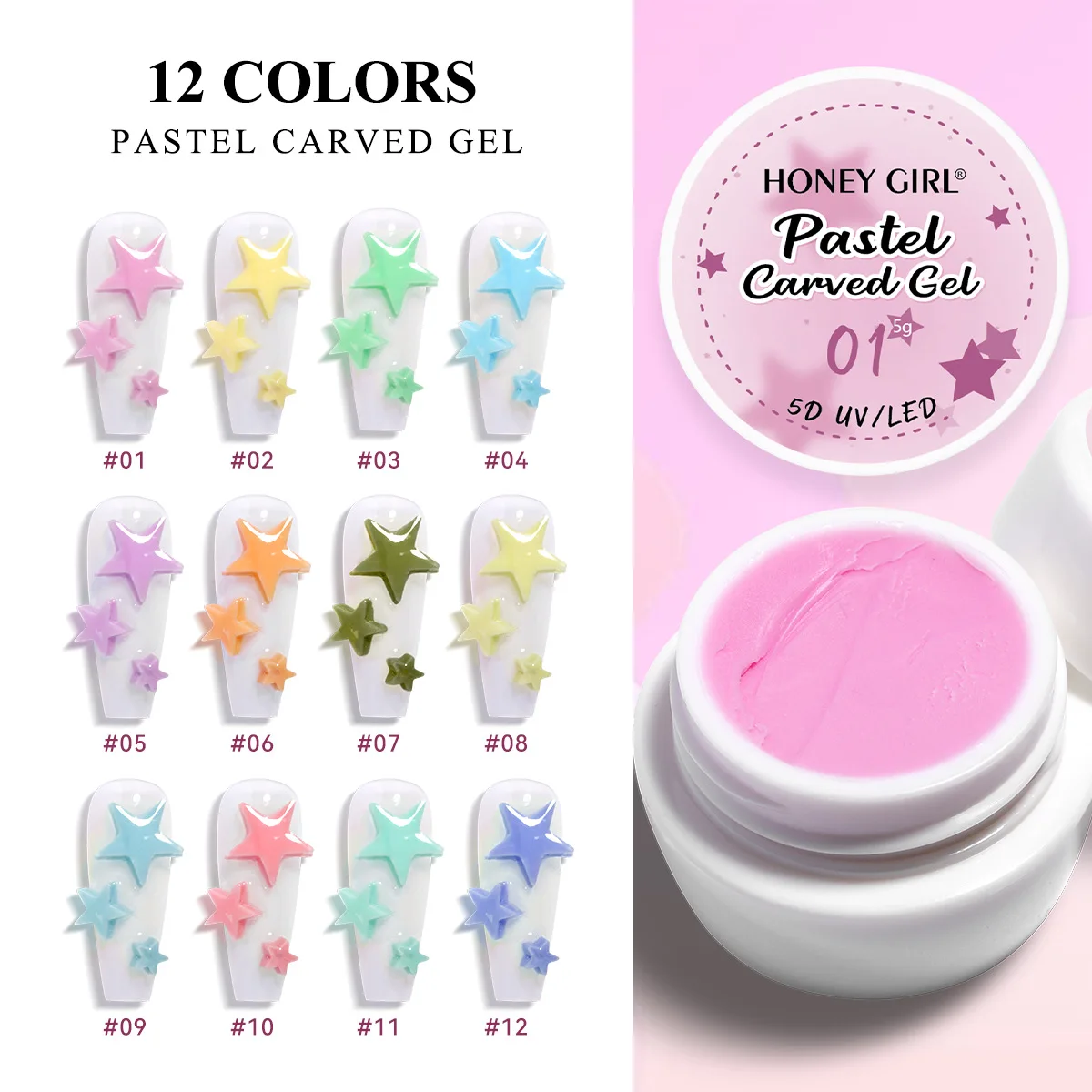 Nail Art Accessories Carving Gel Supplies 3D Model Carved Mud Plasticine UV Gel DIY Nails Painting Removable 3D Embossment Gel