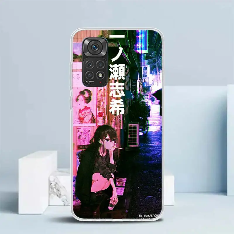 Anime Vaporwave Glitch Purple Soft Cover for Xiaomi Redmi Note 12 11S 11T 11E 10S 10 Pro Print Phone Case 11 9S 9 9T 8 8T 7 6 5