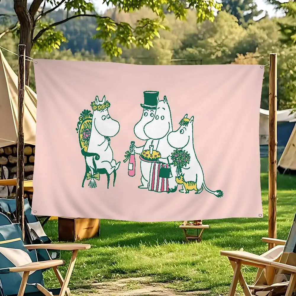 Cute M-Moomins Printed Large Flag Art Science Fiction Room Home Decor Decor Banner