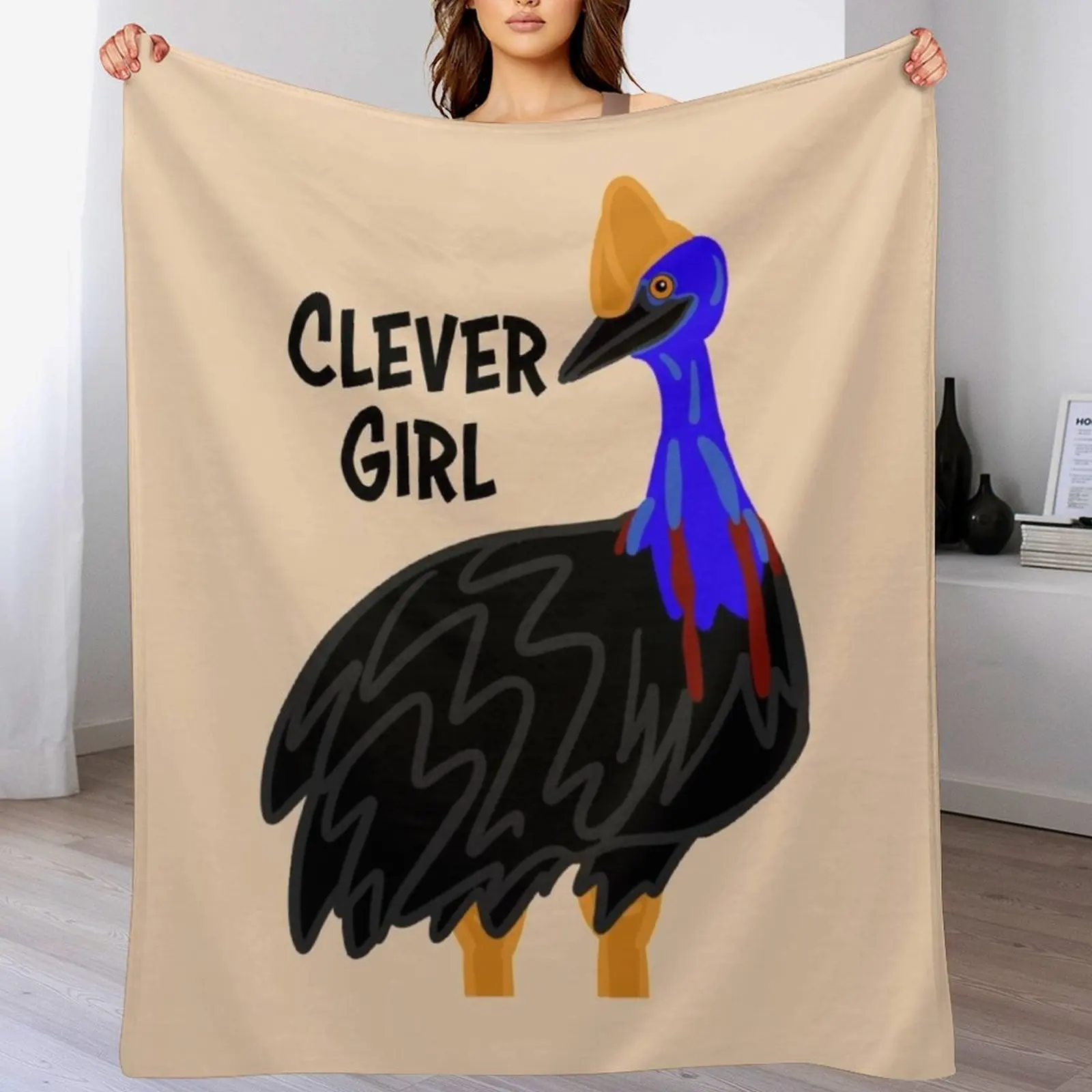 Clever Girl. Cassowary - Cartoon Throw Blanket Hairys Multi-Purpose Thermals For Travel Blankets